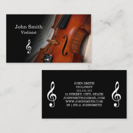 Elegant Black Violin Violinist Business Card 名刺