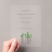 Elegant Black Watercolor Trees アクリル招待状 (インサイチュ (ポータブル))