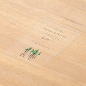 Elegant Black Watercolor Trees アクリル招待状 (レイダウン)