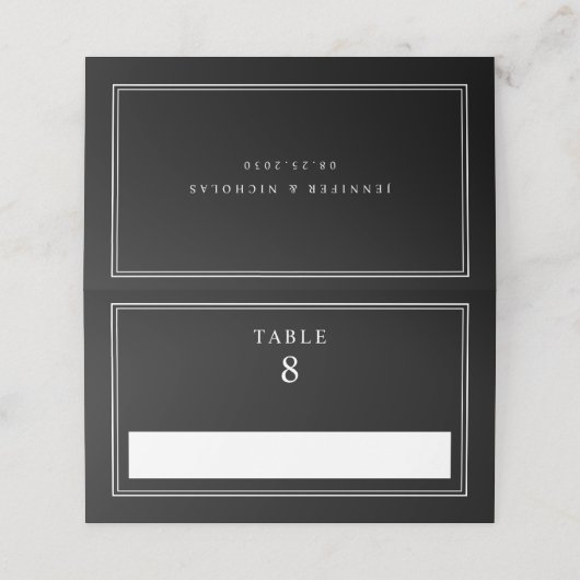 Elegant Black Wedding プレイスカード (外部開封)