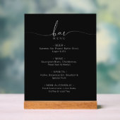Elegant Black Wedding Bar Menu Acrylic Sign アクリルサイン (ニュートラル)