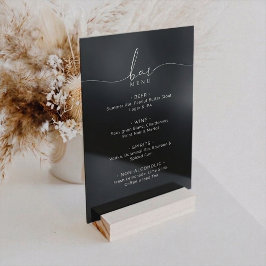 Elegant Black Wedding Bar Menu Acrylic Sign アクリルサイン