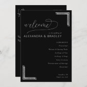 Elegant Black Wedding Ceremony Program プログラム (正面/裏面)