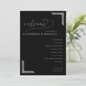 Elegant Black Wedding Ceremony Program プログラム (スタンド正面)