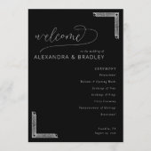 Elegant Black Wedding Ceremony Program プログラム (正面)