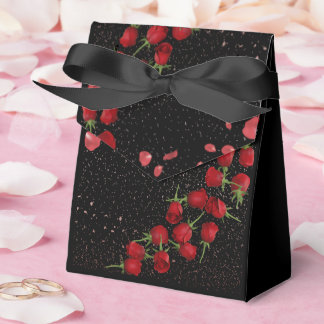 Elegant Black Wedding Favor Bag with Red Roses – R フェイバーボックス