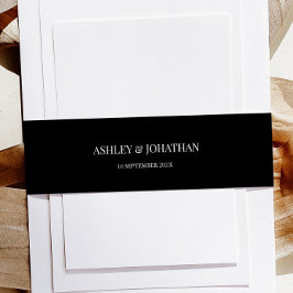 Elegant Black Wedding Invitation Belly Band 招待状ベリーバンド