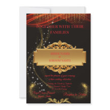 Elegant Black Wedding Invitation with Gold Centre 