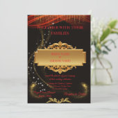 Elegant Black Wedding Invitation with Gold Centre  招待状 (スタンド正面)