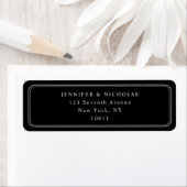 Elegant Black Wedding Return Address ラベル (インサイチュ)