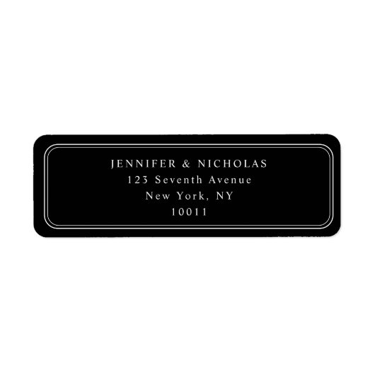 Elegant Black Wedding Return Address ラベル (正面)