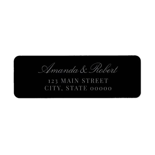Elegant Black Wedding Return Address ラベル (正面)