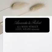 Elegant Black Wedding Return Address ラベル