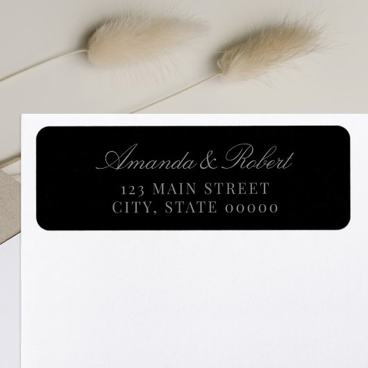Elegant Black Wedding Return Address ラベル