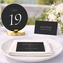 Elegant Black Wedding Table Numbers 1–19 サンキューカード