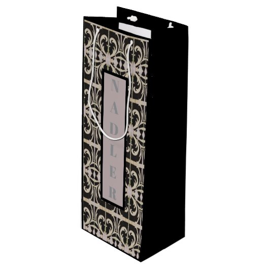 Elegant Black-White ワインギフトバッグ (正面アングル)