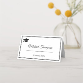 Elegant Black & White 2026 Graduation Place Card プレイスカード