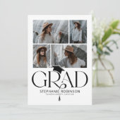 Elegant Black & White 4 Photo Graduation Party 招待状 (スタンド正面)