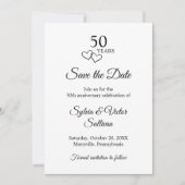 Elegant Black & White 50th Wedding Anniversary セーブザデート (正面)
