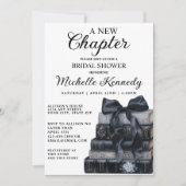 Elegant Black & White A New Chapter Bridal Shower  招待状 (正面)