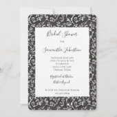 Elegant Black White Abstract Bridal Shower 招待状 (正面)