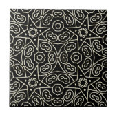 Elegant Black & White Abstract Geometric Pattern  タイル (正面)