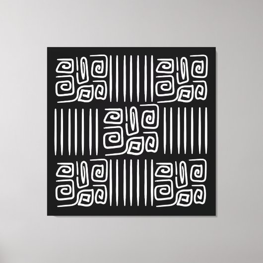 Elegant black &white abstract pattern  キャンバスプリント (正面)
