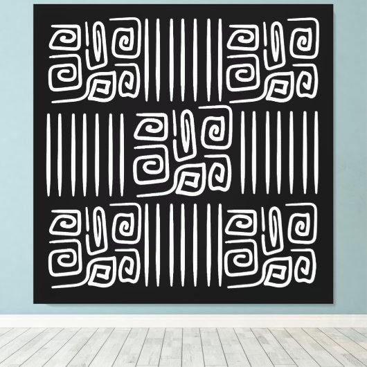 Elegant black &white abstract pattern  キャンバスプリント (インサイチュ (ウッドフロア))