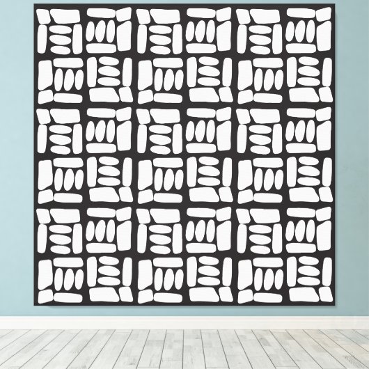 Elegant Black &White  Abstract Pattern キャンバスプリント (インサイチュ (ウッドフロア))