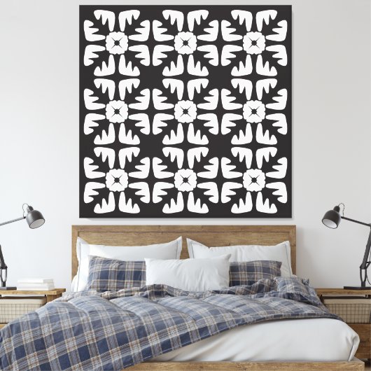 Elegant Black &White  Abstract Pattern キャンバスプリント (インサイチュ (寝室))