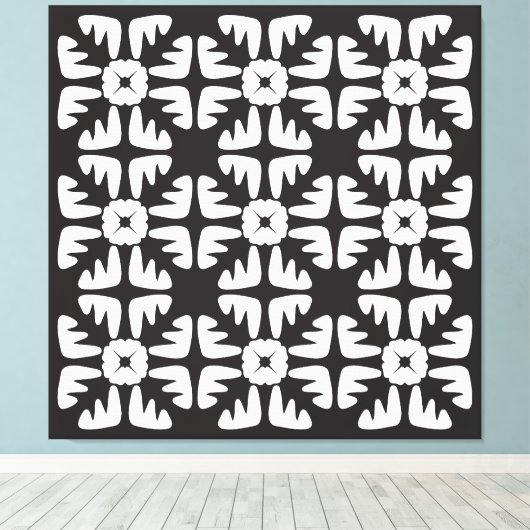 Elegant Black &White  Abstract Pattern キャンバスプリント (インサイチュ (ウッドフロア))