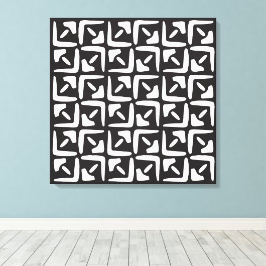 Elegant Black &White Abstract Pattern キャンバスプリント (インサイチュ (ウッドフロア))