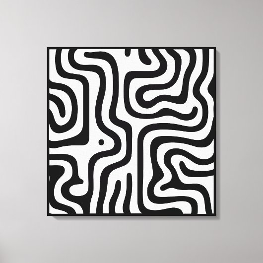 Elegant Black &White Abstract Pattern キャンバスプリント (正面)