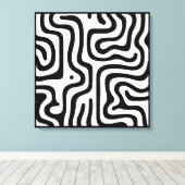 Elegant Black &White Abstract Pattern キャンバスプリント (インサイチュ (ウッドフロア))