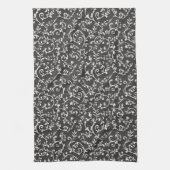 Elegant Black White Abstract Wedding キッチンタオル (縦)