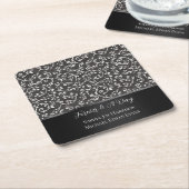 Elegant Black White Abstract Wedding スクエアペーパーコースター (アングル)