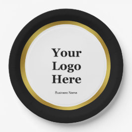 Elegant Black White and Gold Business Logo Name ペーパープレート