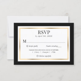 Elegant Black White and Gold Wedding 出欠カード