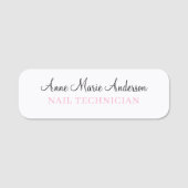 Elegant Black White and Pink Professional Name  名札 (正面)