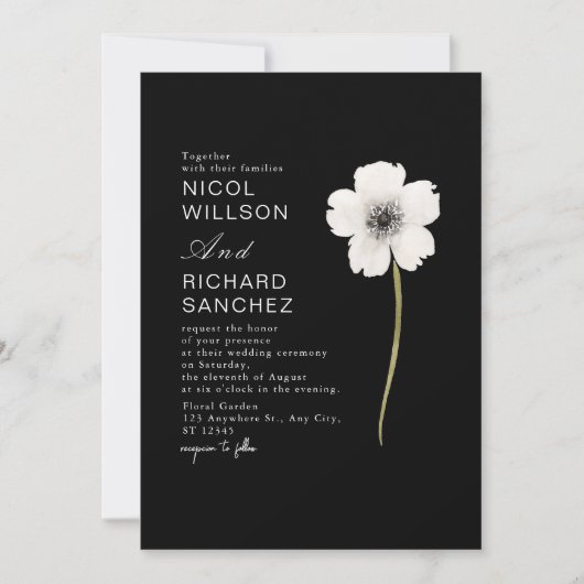 Elegant Black & White Anemone Floral  Wedding  (正面)