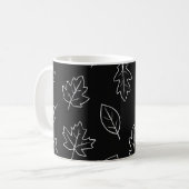 Elegant Black & White Autumn Leaf Coffee Mug – Min コーヒーマグカップ (正面左)