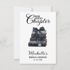 Elegant Black & White Book Themed Bridal Shower  サンキューカード