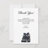 Elegant Black & White Book Themed Bridal Shower  サンキューカード (裏面)