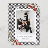 Elegant Black White Botanical Photo Business シーズンカード (正面/裏面)