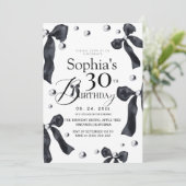 Elegant Black & White Bow Birthday   招待状 (スタンド正面)