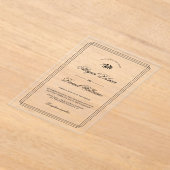 Elegant black, white branch and border wedding アクリル招待状 (レイダウン)