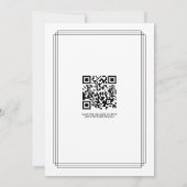 Elegant black, white branch and QR code wedding 招待状 (裏面)