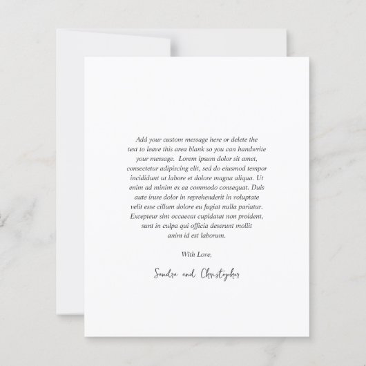 Elegant Black White Budget Wedding Thank You Card (裏面)