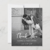 Elegant Black White Budget Wedding Thank You Card (正面)