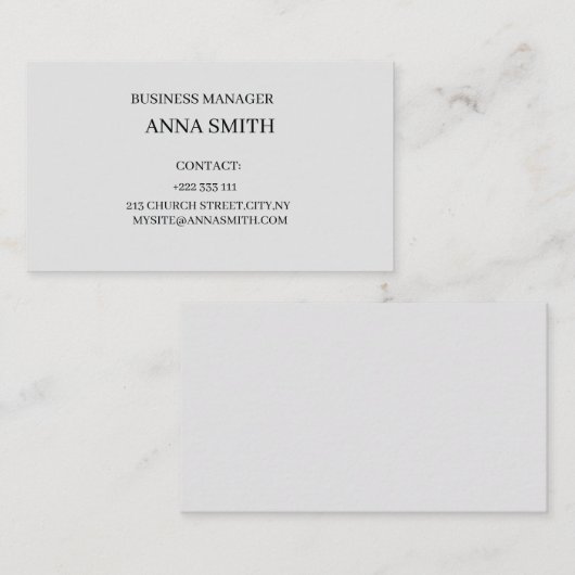 Elegant Black & White Business Card 名刺 (正面/裏面)